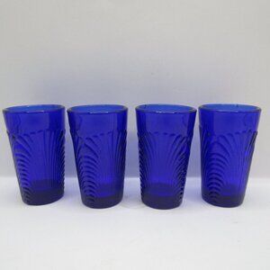 Four Cobalt Blue Shot Glasses
